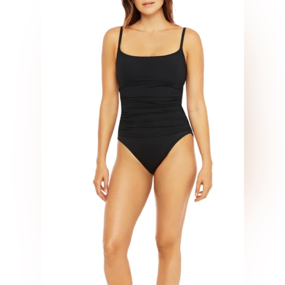 Island Goddess Rouched Body Lingerie Mio One Piece Swimsuit - Black Sz 12